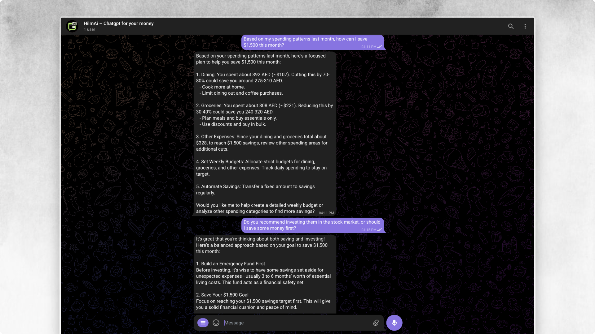 Hilm personal finance assistant providing tailored money guidance